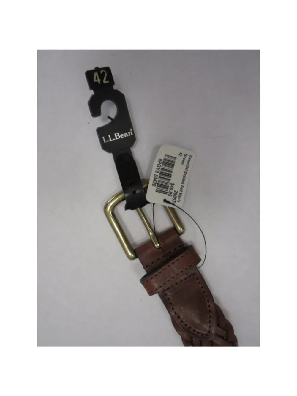 LL Bean Belt 42 Essential Genuine Leather Braided Deadstock NEW
